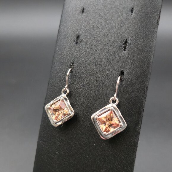 Sterling Silver Quality Cubic Zirconia Brown Earrings A7011 - Picture 4 of 8